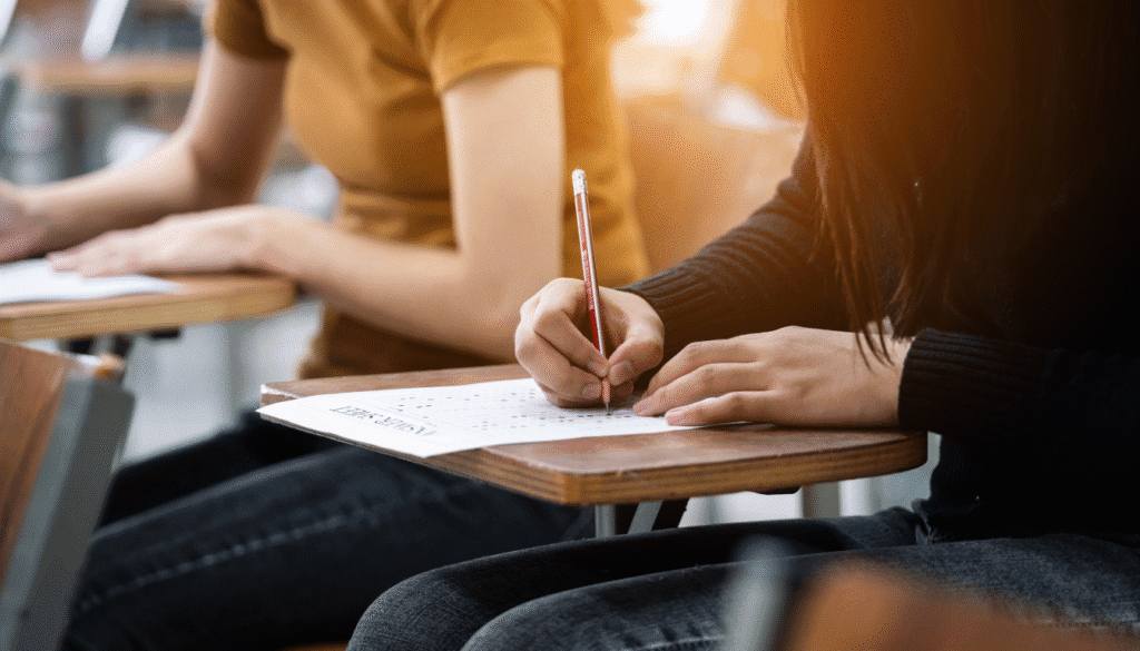 Students taking an exam: what if you fail the bar